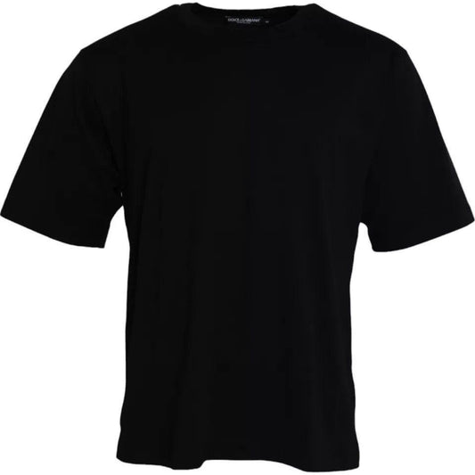 Dolce & Gabbana Black Logo Embossed Cotton Crew Neck T-shirt TSH86439-44