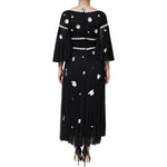 Dolce & Gabbana Black Silk Daisy A-line Long Maxi Dress DR281316-40