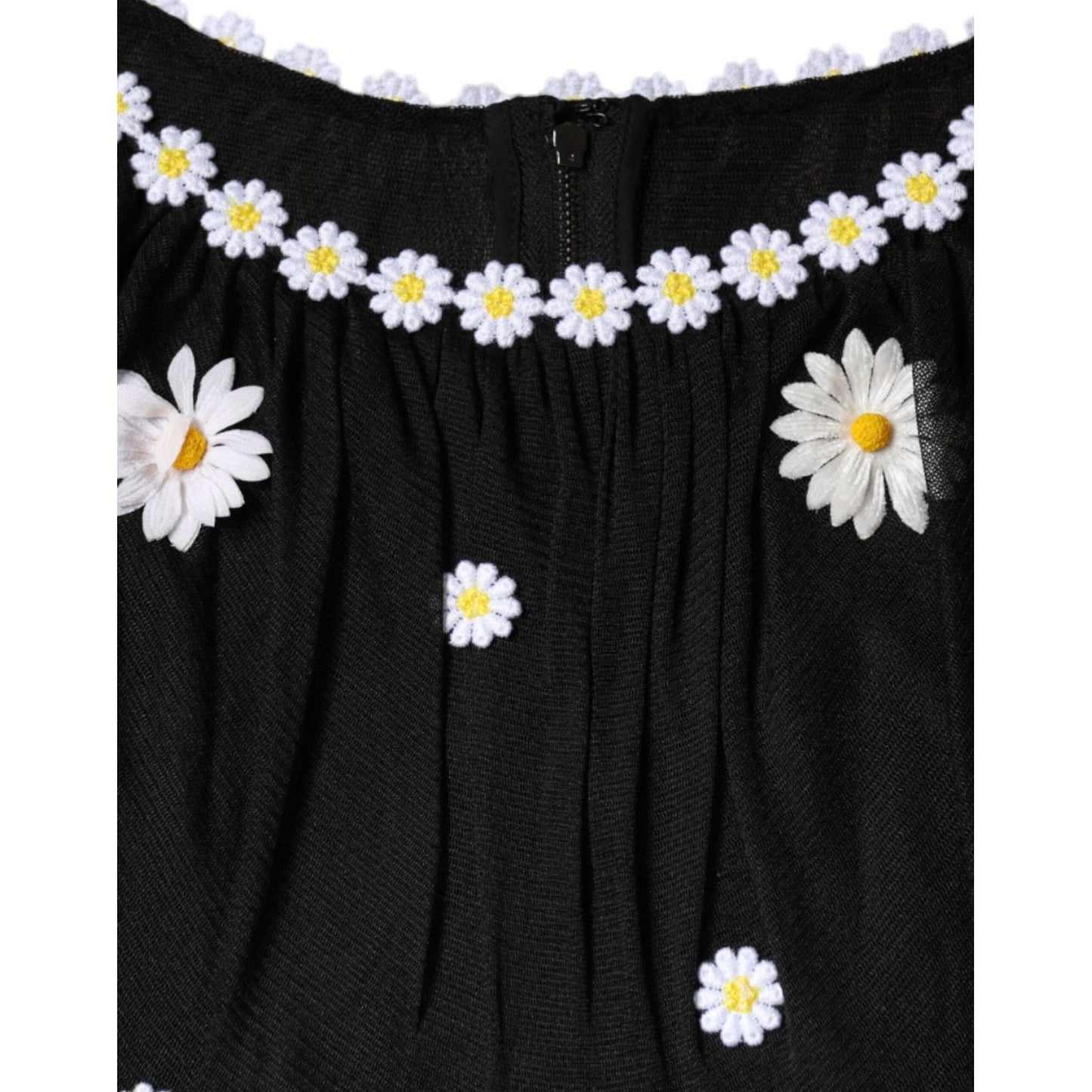 Dolce & Gabbana Black Silk Daisy A-line Long Maxi Dress DR281316-40