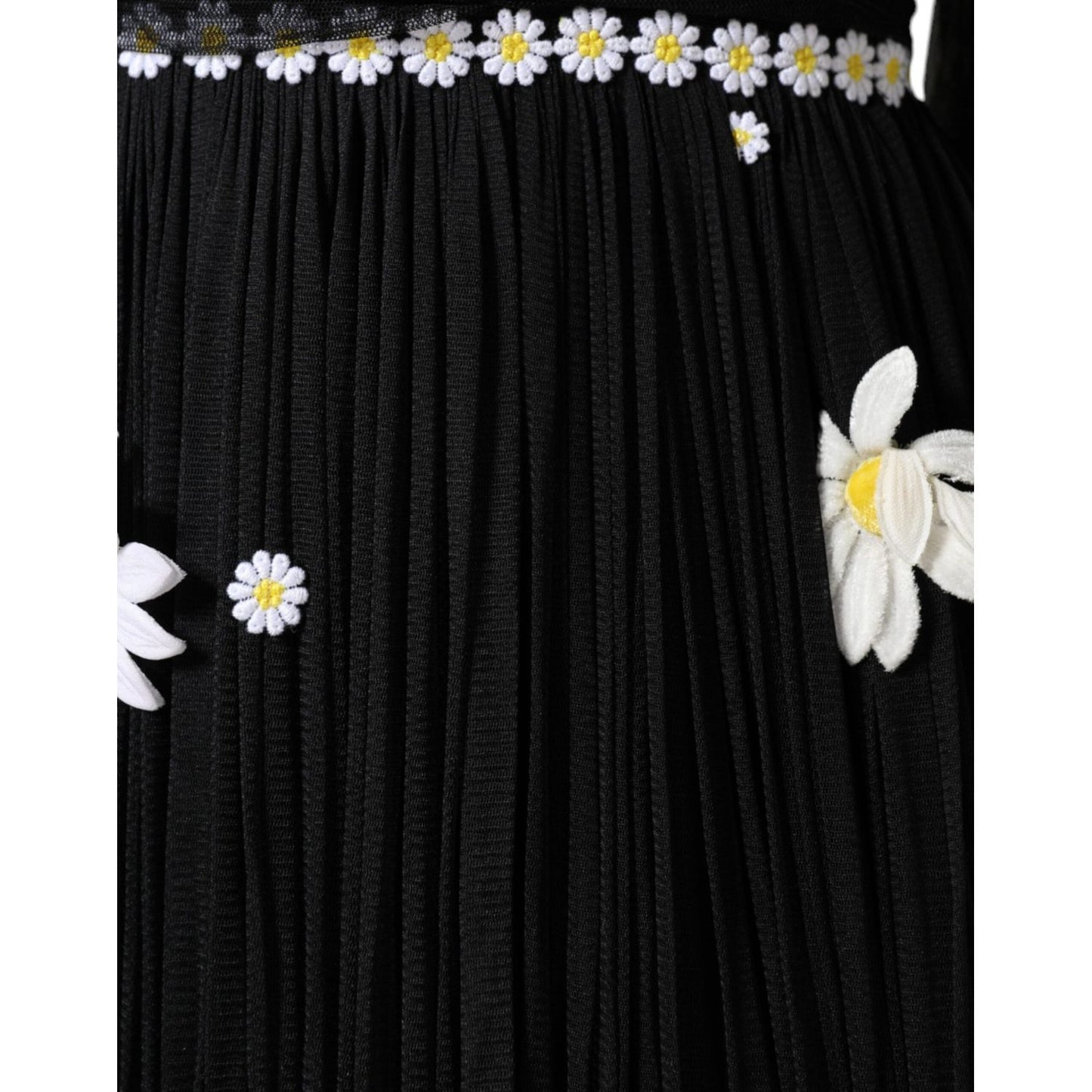Dolce & Gabbana Black Silk Daisy A-line Long Maxi Dress DR281316-40