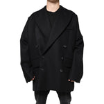 Dolce & Gabbana Black Wool Double Breasted Men Coat Jacket JKT4157-50