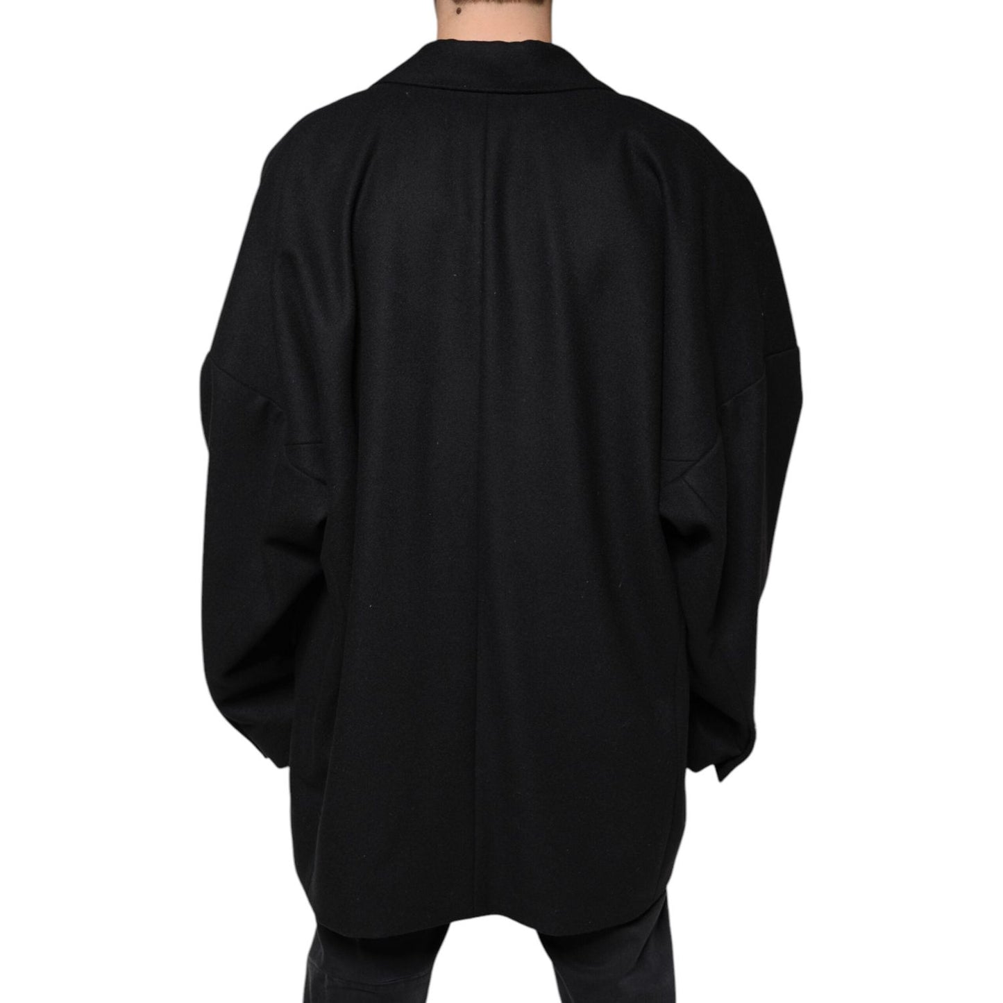 Dolce & Gabbana Black Wool Double Breasted Men Coat Jacket JKT4157-50