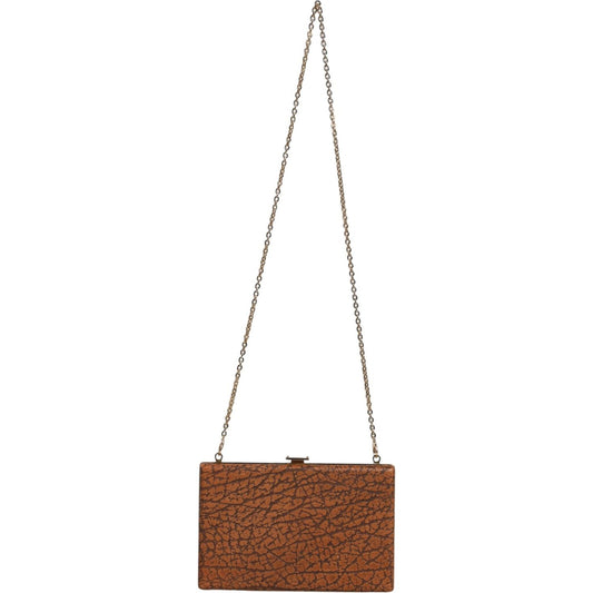 Dolce & Gabbana Brown Leather Gold Frame Clutch Mini Crossbody Bag BAG1528