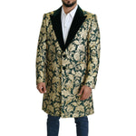 Dolce & Gabbana Elegant Gold Green Jacquard Sicilia Jacket 1728,67345645728,Dolce & Gabbana,Green,IT52 | XL,Jackets - Men - Clothing,Material: 70% Polyester 13% Cotton 10% Nylon 7% Metallized Fiber,Men,New with tags Dolce & Gabbana JKT2724- 52