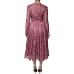Dolce & Gabbana Fuchsia Floral Lace Long Sleeve Maxi Dress Dolce & Gabbana Dim Gray