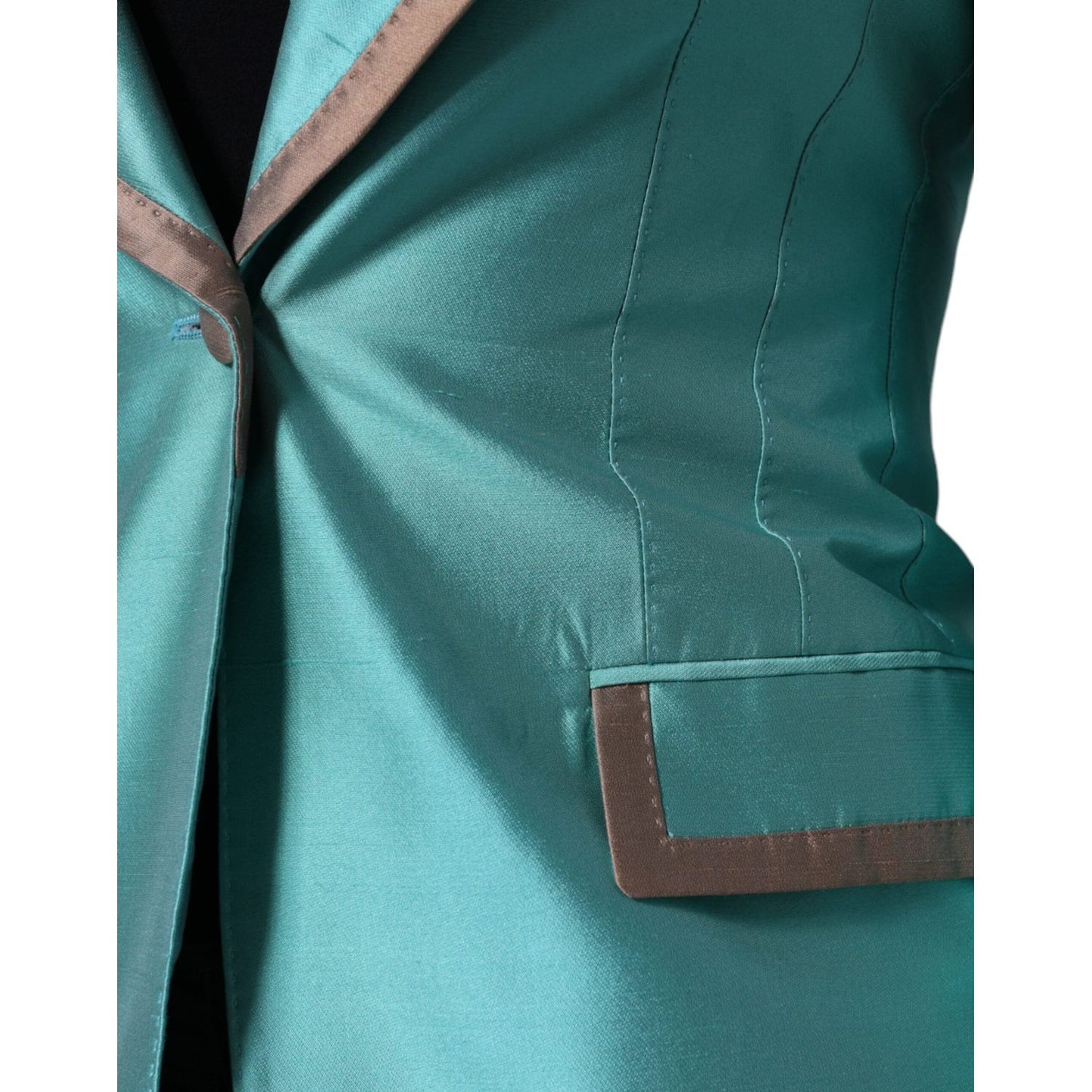 Dolce & Gabbana Metallic Green Single Breasted Blazer Jacket JKT3271-40