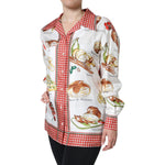Dolce & Gabbana Multicolor Bread Print Collared Blouse Top TSH86545-44