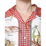 Dolce & Gabbana Multicolor Bread Print Collared Blouse Top TSH86545-44