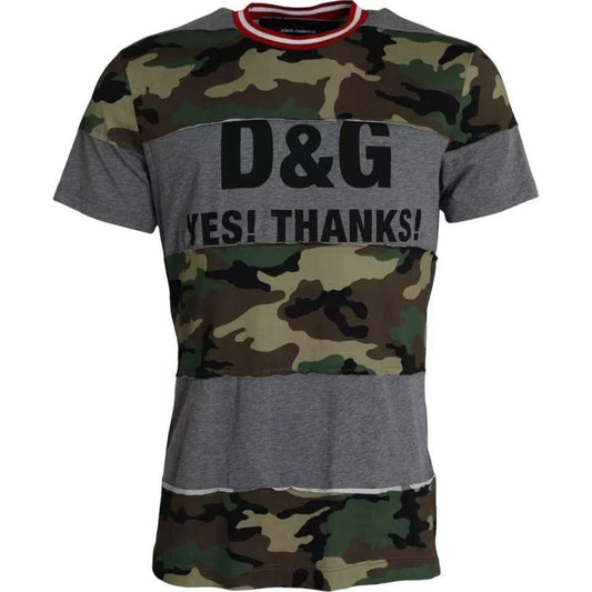 Dolce & Gabbana Multicolor Camouflage Cotton Crew Neck Men T-shirt TSH86577-50