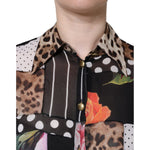 Dolce & Gabbana Multicolor Patchwork Silk Collared Blouse Top TSH86541-40