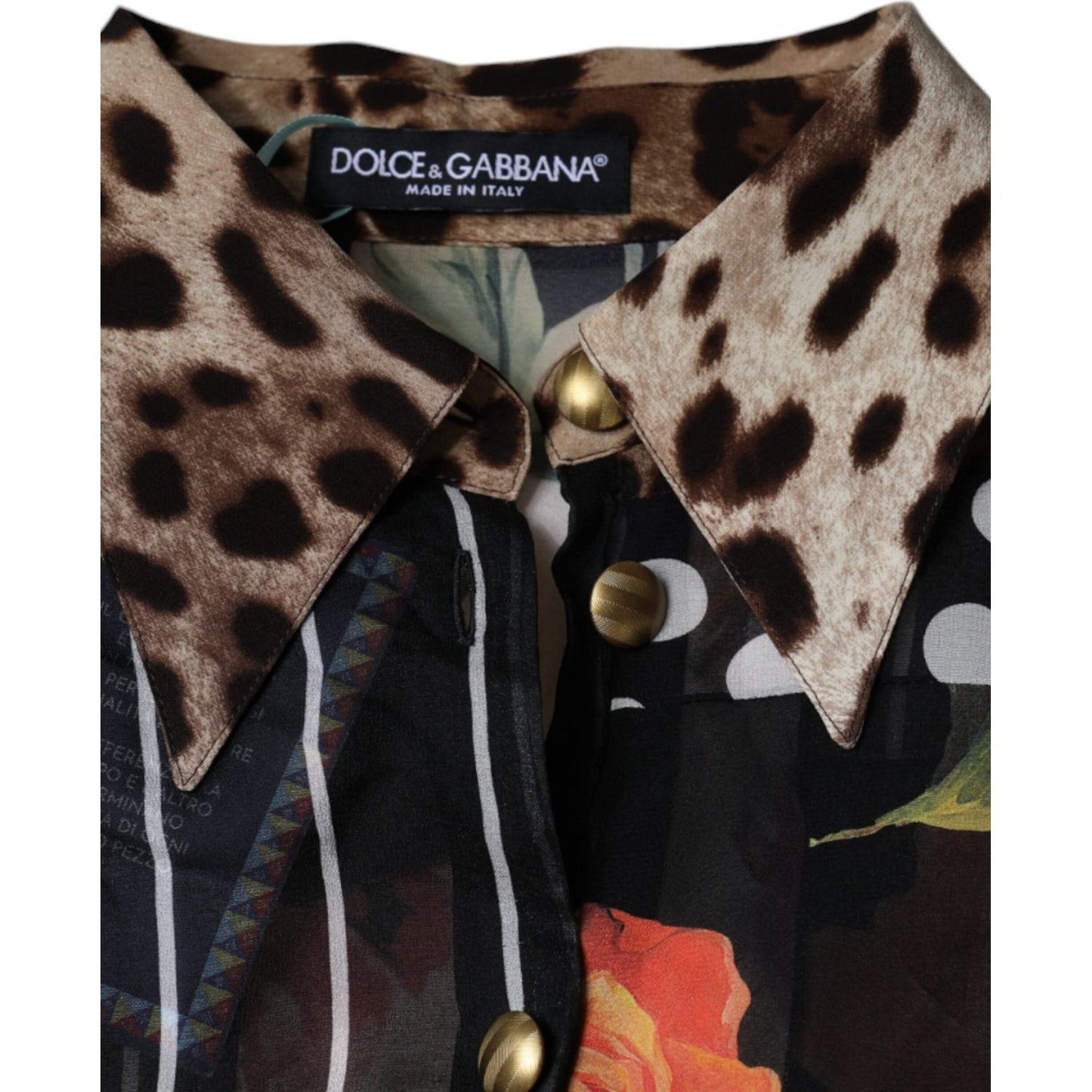 Dolce & Gabbana Multicolor Patchwork Silk Collared Blouse Top TSH86541-40