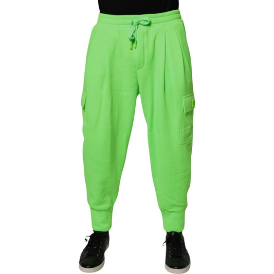 Dolce & Gabbana Neon Green Cargo Jogger Men Sweatpants Pants 1728,67345645728,Clothing,Dolce & Gabbana,Green,IT54 | XL,Jeans & Pants - Men - Clothing,Material: 100% Polyester,Men,Men - Clothing,Preowned / Defect Dolce & Gabbana PAN76074-54