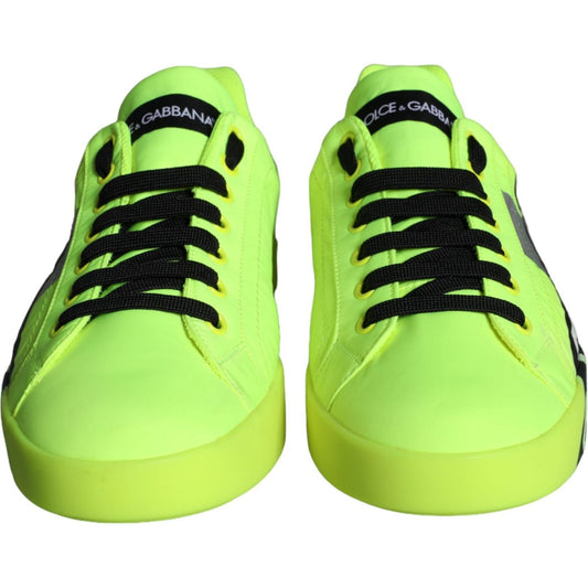 Dolce & Gabbana Neon Green Logo Tape Low Top Sneakers Shoes 1728,67345645728,Dolce & Gabbana,EU40/US7,Green,Material: 64% Polyester 36% Calf Leather,Men,New with tags,Sneakers - Men - Shoes Dolce & Gabbana MV5830-40