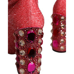Dolce & Gabbana Pink Crystal Lurex Fantasy High Boots Shoes LA8559-37