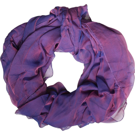 Dolce & Gabbana Dolce & Gabbana Purple Silk Rectangle Wrap Shawl Scarf MS7497