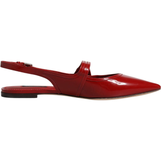 Dolce & Gabbana Dolce & Gabbana Red Leather Slingback Flats Sandals Shoes LA12024-39 1728,67345645728,Dolce & Gabbana,EU39/US8.5,Flat Shoes - Women - Shoes,Material: 100% Calf Leather,Preowned / Defect,Red,Shoes,Women,Women - Shoes