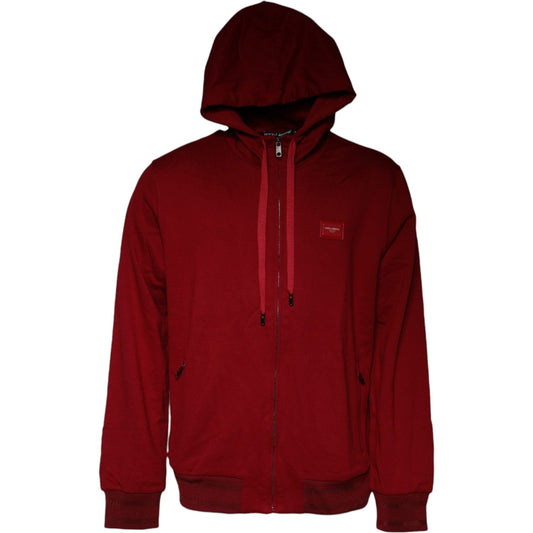 Dolce & Gabbana Dolce & Gabbana Red Logo Plaque Hooded Sweatshirt Sweater TSH86969-58 1728,67345645728,Dolce & Gabbana,IT58 | 3XL,Material: 100% Cotton,Men,Preowned / Defect,Red,Sweaters - Men - Clothing