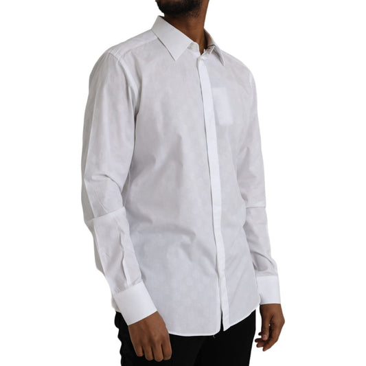 Dolce & Gabbana White Polka Dotted Cotton Dress GOLD Shirt TSH86309-42