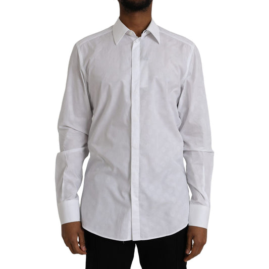 Dolce & Gabbana White Polka Dotted Cotton Dress GOLD Shirt TSH86309-42