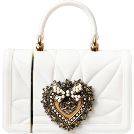 Dolce & Gabbana White Silicone Devotion Heart Cover Hand Bag Airpod Case SMY10340