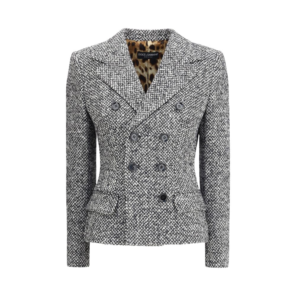 Dolce & Gabbana Gray Fleece Wool Blazer