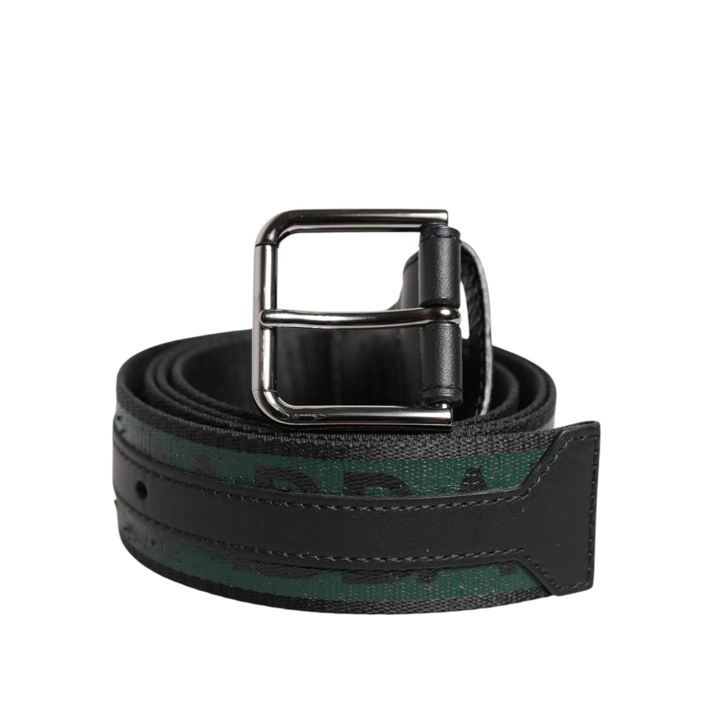 Dolce & Gabbana Green Black Polyester DG Logo Buckle Belt
