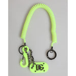 Dolce & Gabbana Green Springy Key Holder DG Logo Men's Keychain Keyring with silicone and plexiglass, logo engraving.