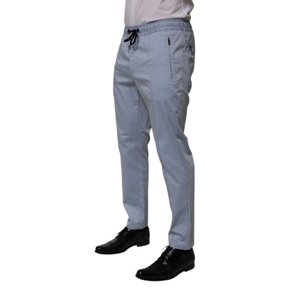 Dolce & Gabbana Light Blue Cotton Drawstring Elastic Waist Men Pants