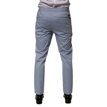 Dolce & Gabbana Light Blue Cotton Drawstring Elastic Waist Men Pants
