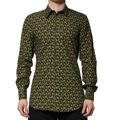 Dolce & Gabbana Multicolor Cotton Cactus GOLD Men Formal Shirt