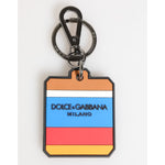 Dolce & Gabbana Multicolor DG Rubber Logo Silver Men's Keychain Keyring with logo engraved metal hardware.