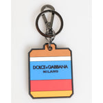 Dolce & Gabbana Multicolor DG Rubber Logo Silver Men's Keychain Keyring with engraved metal hardware.