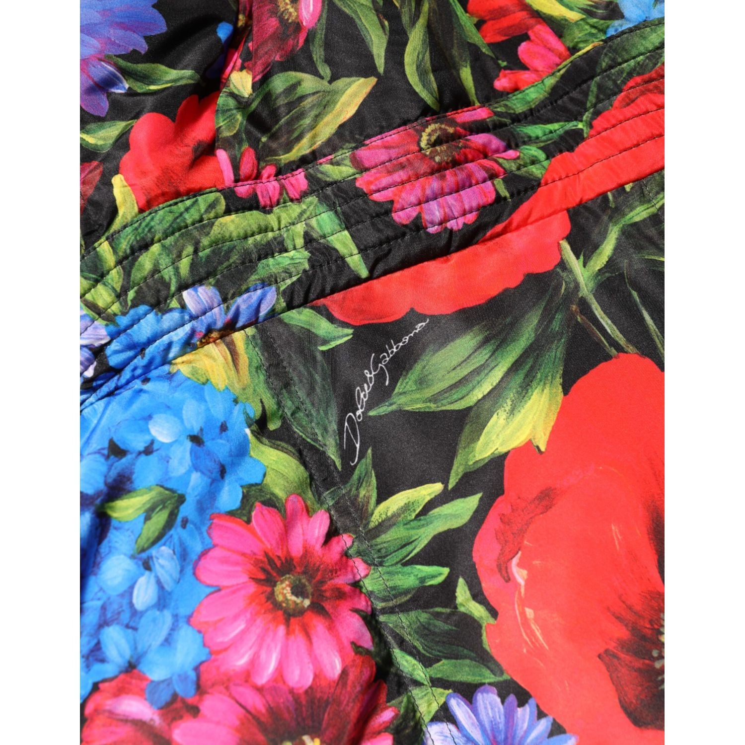 Dolce & Gabbana Multicolor Floral Hooded Puffer Coat Jacket