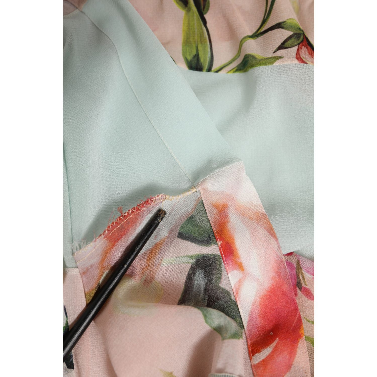 Dolce & Gabbana Multicolor Floral Patchwork Ascot Collar Top