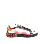 Dolce & Gabbana Multicolor Portofino Low Top Sneakers Shoes in calfskin leather with logo and decorative stones.
