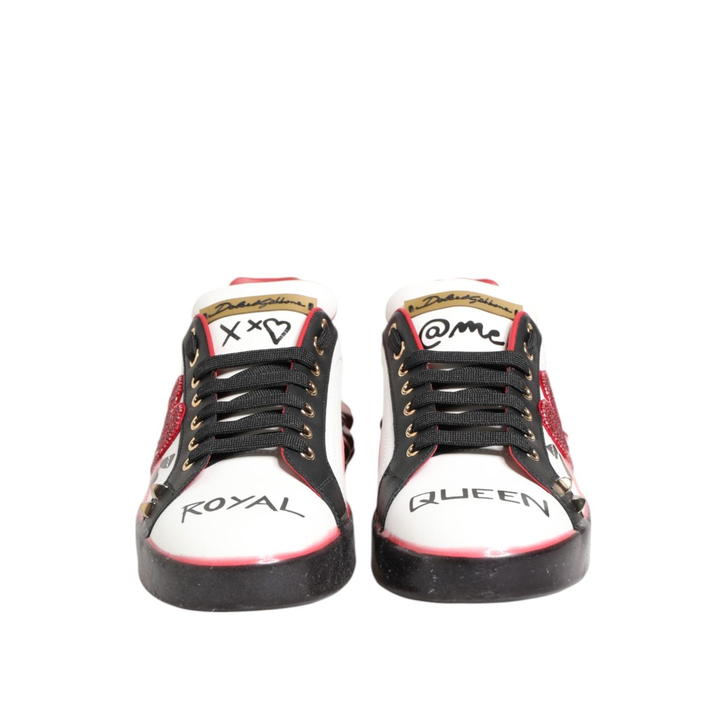 Dolce & Gabbana Multicolor Portofino Low Top Sneakers Shoes with logo details and decorative stones, made from 100% calfskin leather.