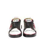 Dolce & Gabbana Multicolor Portofino Low Top Sneakers Shoes with logo details and decorative stones, made from 100% calfskin leather.