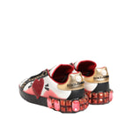 Dolce & Gabbana Multicolor Portofino Low Top Sneakers Shoes in calfskin leather with logo details, Italian craftsmanship, rear view.