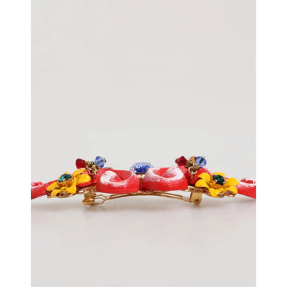 Dolce & Gabbana Multicolor Spring CARRETTO Gold Brass Crystal Hair Clip