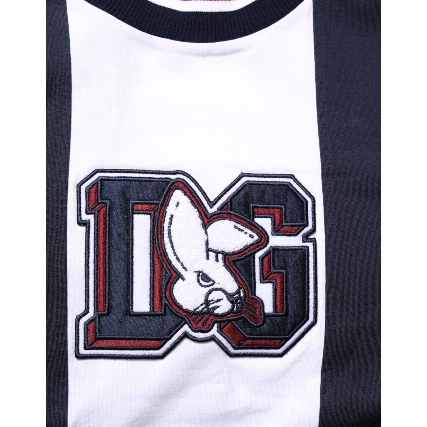 Dolce & Gabbana Multicolor Striped Cotton Men Crew Neck T-shirt with graphic logo detail.