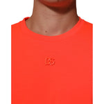 Dolce & Gabbana Neon Orange Polyester Men Crew Neck T-shirt with logo detail on chest.