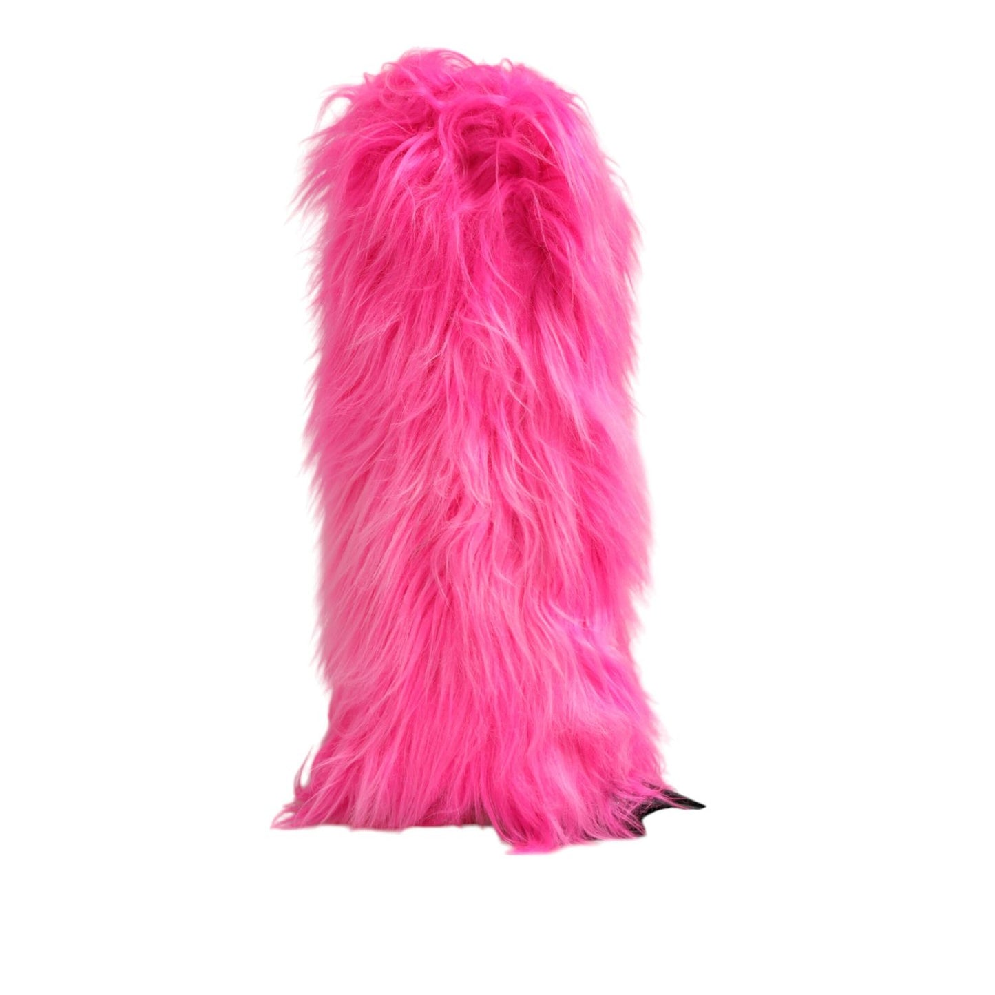 Dolce & Gabbana Pink Faux Fur Leather High Heels Boots Shoes