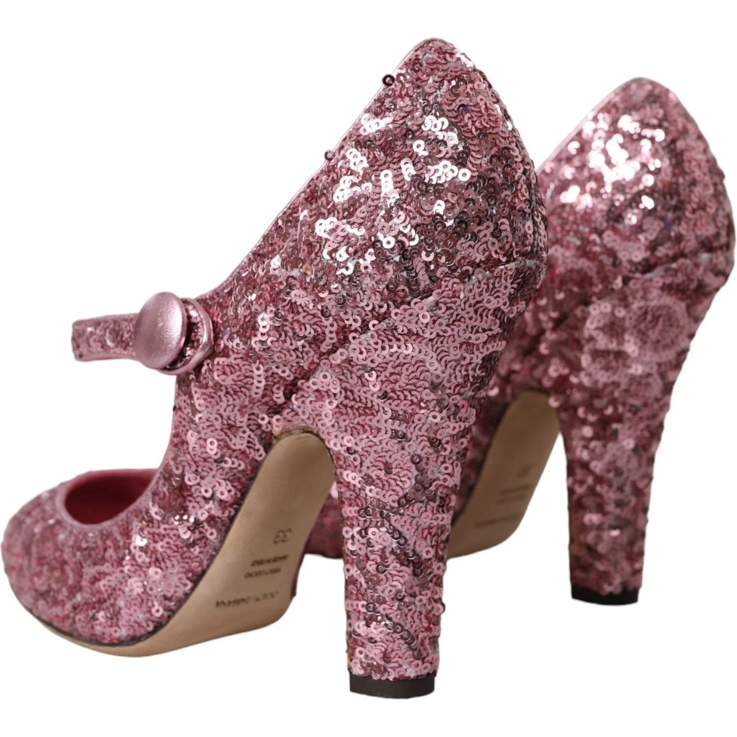 Dolce & Gabbana Pink Sequin Mary Jane Pumps High Heels Shoes with elegant design and sparkling sequins. Made in Italy with high craftsmanship.