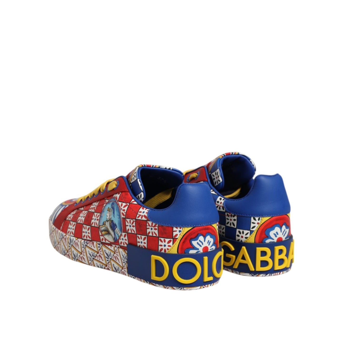 Dolce & Gabbana Portofino Carretto Printed Leather Sneakers Shoes