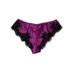 Dolce & Gabbana Purple Silk Satin Floral Lace Panty Brief Underwear, crafted in Italy with luxurious lace trim.