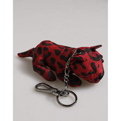 Dolce & Gabbana Red Black Polyester Animal Silhouette Keychain Keyring