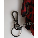Dolce & Gabbana Red Black Polyester Animal Silhouette Keychain Keyring with metal hardware