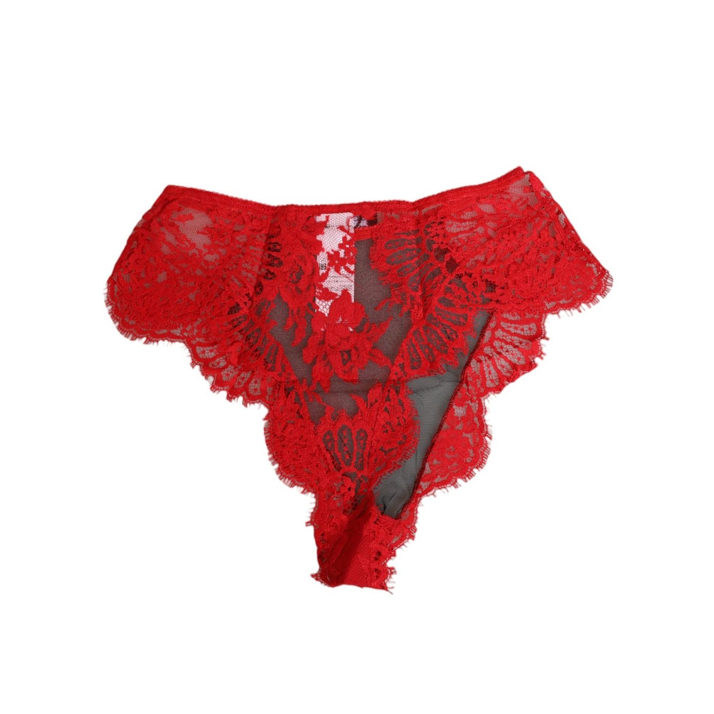 Dolce & Gabbana Red Floral Lace Sheer Briefs Women Underwear