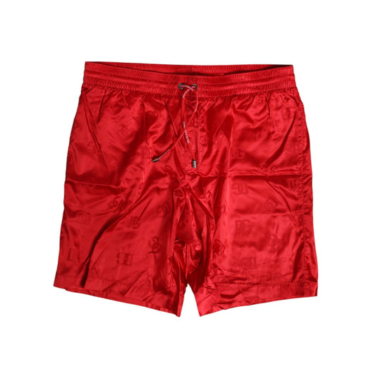 Dolce & Gabbana Red Nylon Drawstring Beachwear Shorts Swimwear