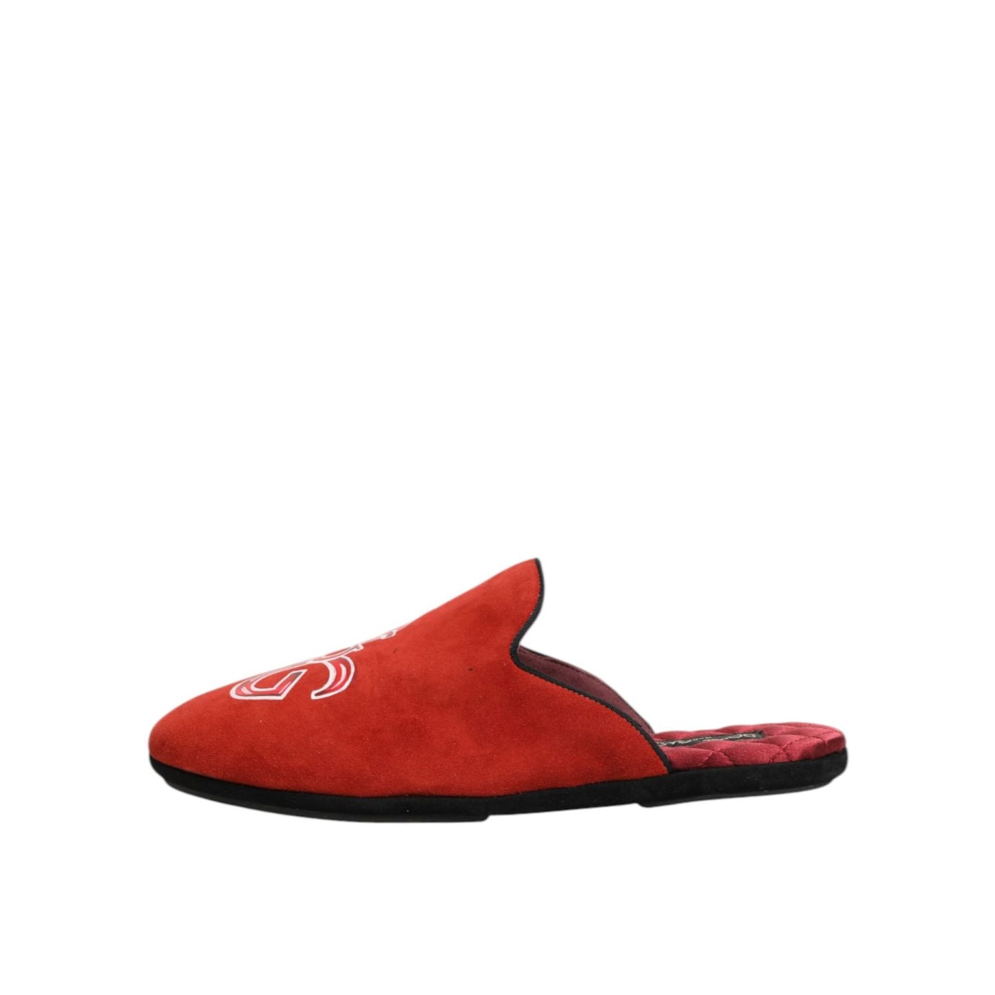 Dolce & Gabbana Red Suede DG King Men House Slippers Shoes